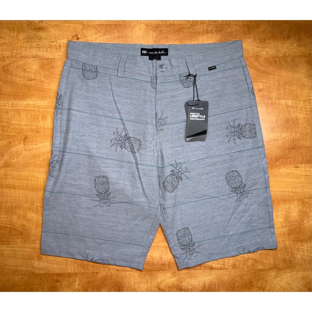 TravisMathew Mens Grey Pineapple Print Golf Shorts Stretch Size 34‎ New